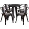 Emma and Oliver Commercial Grade 24" Round Metal Indoor-Outdoor Table Set with 4 Arm Chairs